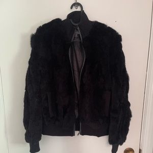 Black rabbit fur short coat